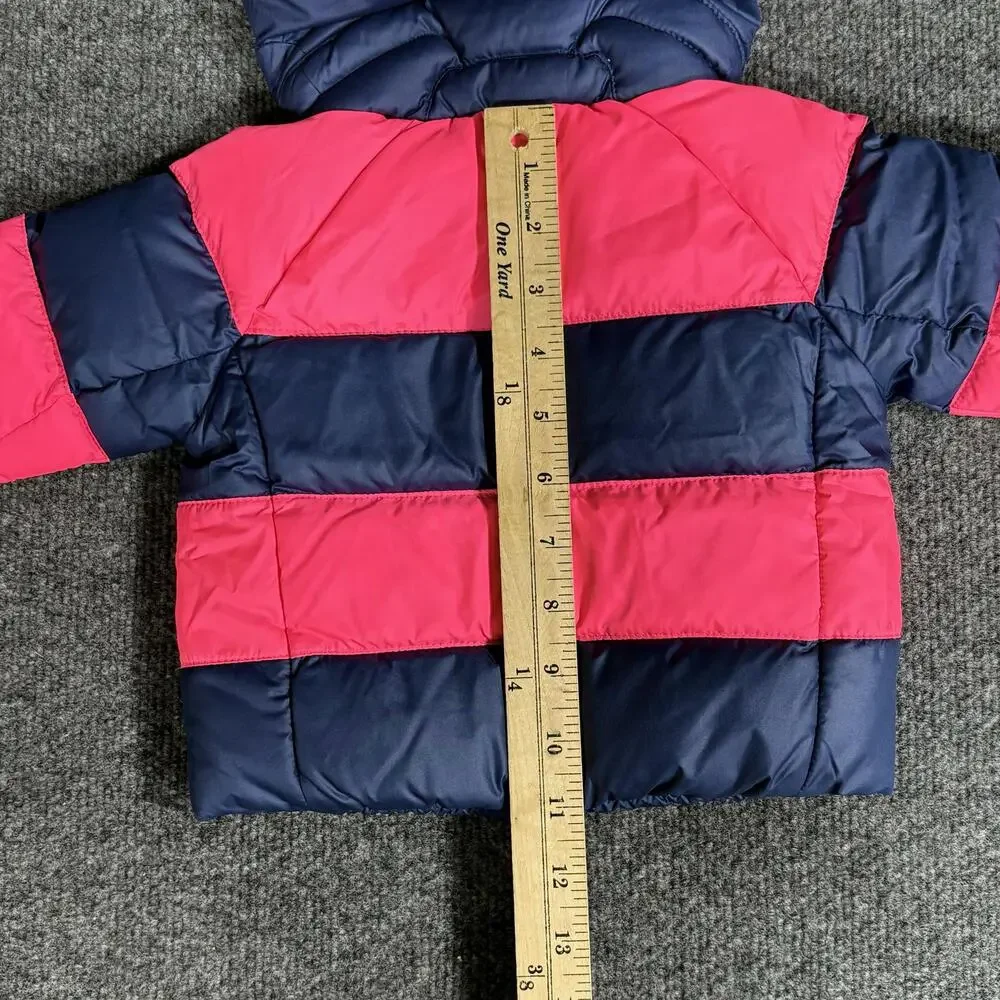 Ralph Lauren Jacket Infant Girls 6M Pink Navy Striped Hooded Down Puffer Winter